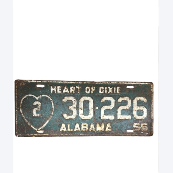 Vintage 1955 Alabama License Plate – Heart of Dixie – Rustic Décor - Picture 1 of 4